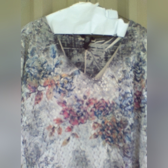 Women's Artsy Floral Crochet Sheer Tunic Top Size XL Lagenlook Hippie Bohemian - Picture 2 of 7